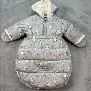 London Fog Gray Kids Puffer Coat with Dog Print